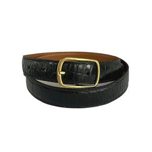 Women's Thin Black Snake Print Leather Belt Size Large